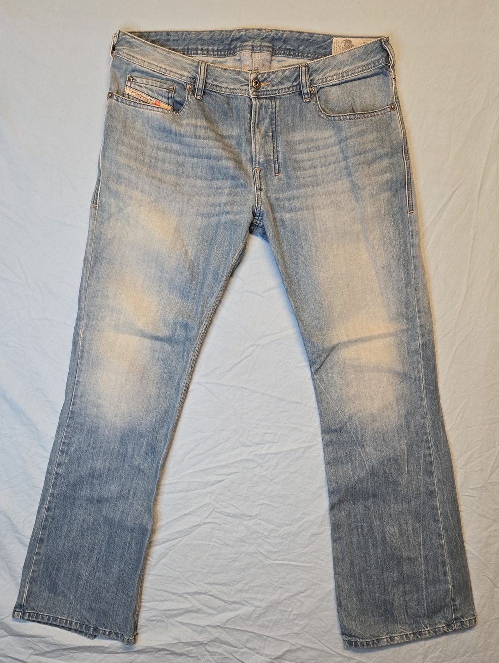 Diesel Zathan Regular Bootcut Baggy Fit Light Blue Wash Denim Jeans